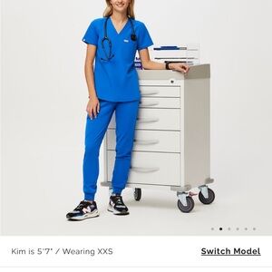 FIGS royal blue XS top and S bottoms